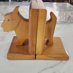 Scottie Terrier Hand carved wooden book ends